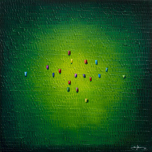 Serial Analog Pixels / 2021 / green 3 / 120x120 di Danny Frede, Pittura in vendita su Singulart