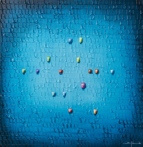 Serial Analog Pixels / 2021 / tuerkis 4 / 80x80 von Danny Frede, Malerei kaufen auf Singulart