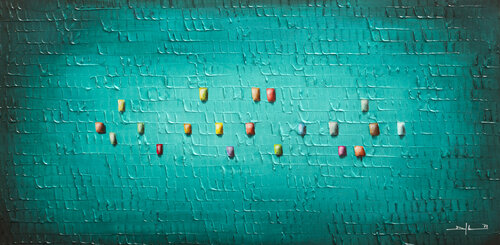 Analog Pixels / Serial Rectangles / 2022 / smaragdgreen / 120 x 60 cm di Danny Frede, Pittura in vendita su Singulart