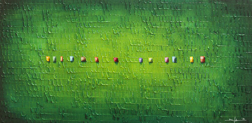Serial Rectangles / 2022 / green / 120 x 60 cm / 3GH8I by Danny Frede, Painting for Sale on Singulart