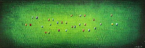 Analog Pixels / Serial Rectangles / 2021 / green / 180x60 by Danny Frede, Painting for Sale on Singulart