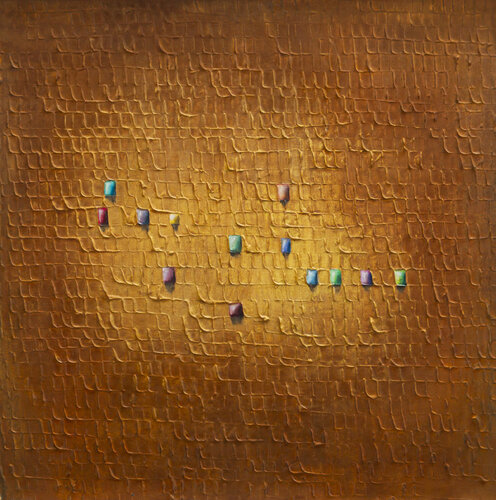 Analog Pixels / Serial Rectangles / 2022 / rust&gold / 80x80 / 4KD4F von Danny Frede, Malerei kaufen auf Singulart