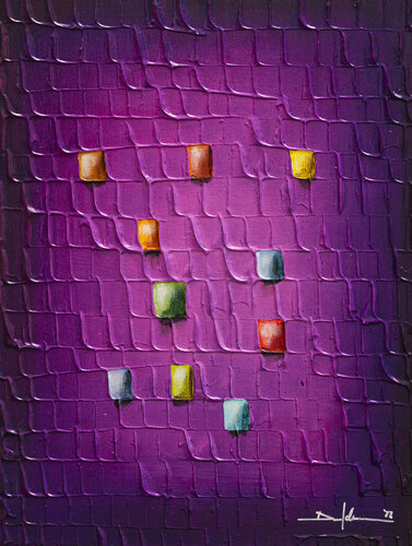 Analog Pixels / Serial Rectangles / 2022 / magenta / 30x40 van Danny Frede, Schilderij te koop op Singulart