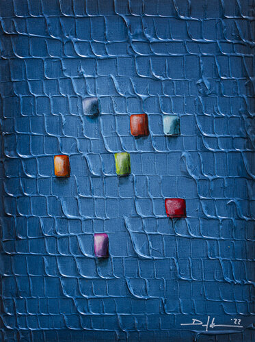 Analog Pixels / Serial Rectangles / 2022 / steelblue / 30x40 di Danny Frede, Pittura in vendita su Singulart