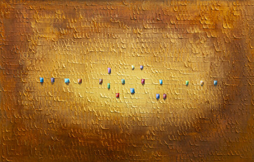 Analog Pixels / 2022 / rust&gold / 140x90 di Danny Frede, Pittura in vendita su Singulart
