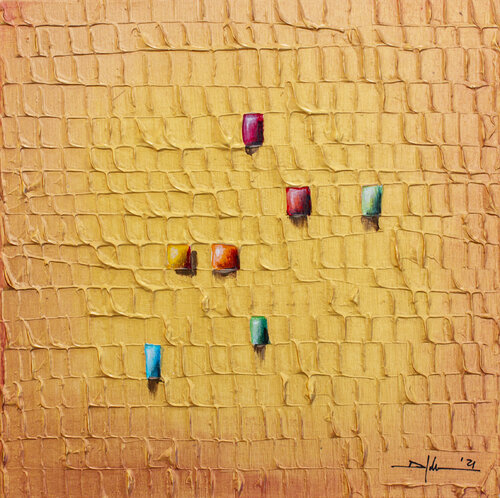 Serial Rectangles / 2022 / gold B / 40 X 40 / KLL8M von Danny Frede, Malerei kaufen auf Singulart