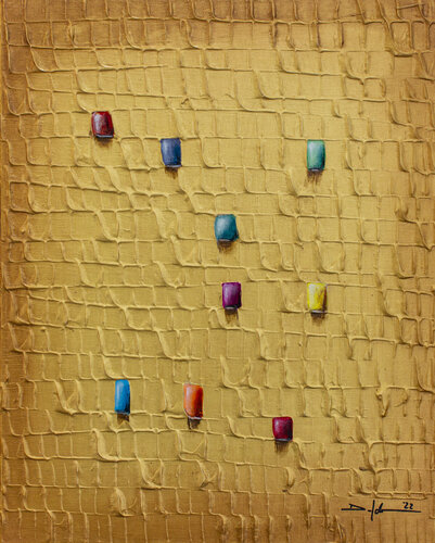 Serial Rectangles / 2022 / gold B / 40 X 50 van Danny Frede, Schilderij te koop op Singulart