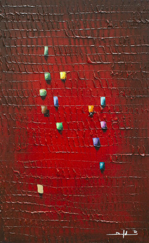 Serial Analog Pixels / 2020 / red / 60x100 von Danny Frede, Malerei kaufen auf Singulart