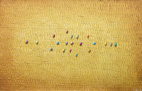 Serial Analog Pixels  / 2022 / gold C / 140x90 di Danny Frede, Pittura in vendita su Singulart