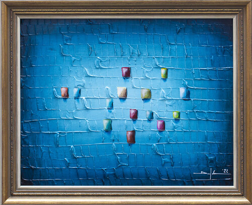 Serial Analog Pixels / Eskapismus 2 / tuerkis / 40x30 by Danny Frede, Painting for Sale on Singulart