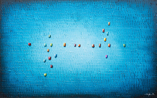 Serial Analog Pixels  / 2022 / tuerkis  / 140x90 by Danny Frede, Painting for Sale on Singulart