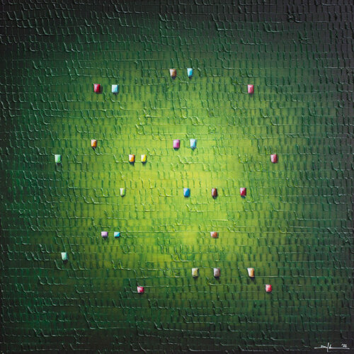 Analog Pixels / Serial Rectangles / 2022 / green / 120x120 / RJFES by Danny Frede, Painting for Sale on Singulart