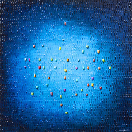 Analog Pixels / Serial Rectangles / 2022 / blue / 120x120 / Z11FL di Danny Frede, Pittura in vendita su Singulart