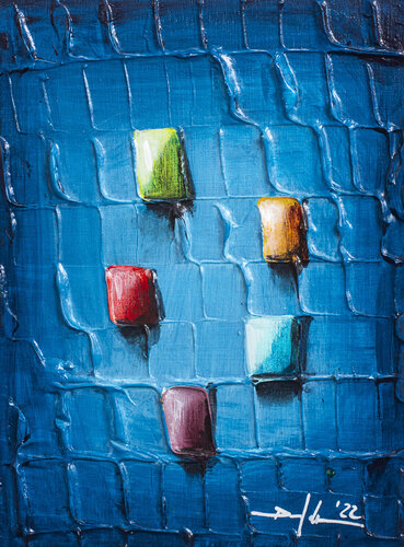 Analog Pixels / Serial Rectangles / 2022 / blue / 15x20 / K56FF von Danny Frede, Malerei kaufen auf Singulart