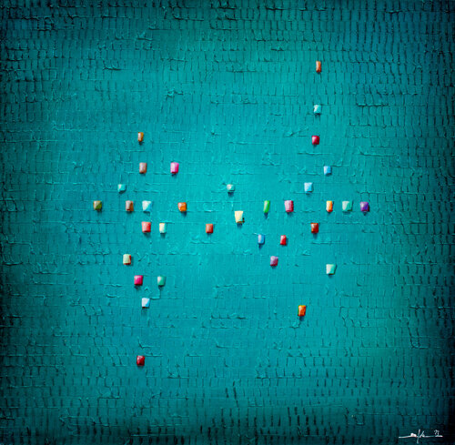 Analog Pixels / Serial Rectangles / 2021 / tuerkisblue / 110x110 / 73HH von Danny Frede, Malerei kaufen auf Singulart