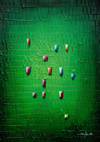 Serial Analog Pixels / 50x70 / green / 2024 / Z3Z94 von Danny Frede, Malerei kaufen auf Singulart