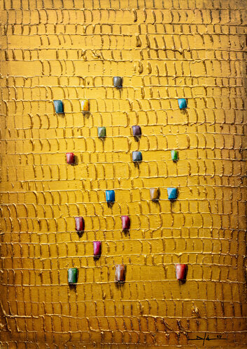 Serial Analog Pixels  / 2024/ gold / 50x70 / TT43S by Danny Frede, Painting for Sale on Singulart
