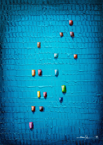 Serial Analog Pixels  / 2024/ blue / 50x70 / S3LLM von Danny Frede, Malerei kaufen auf Singulart