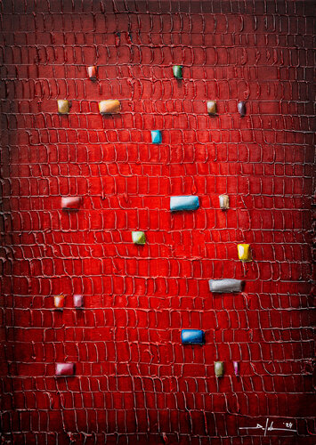 Serial Analog Pixels  / 2024/ red / 50x70 / L8KKS by Danny Frede, Painting for Sale on Singulart