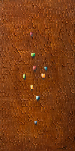 PIXELS / 2025 / rust / 50x100 / 2RJ6V van Danny Frede, Schilderij te koop op Singulart