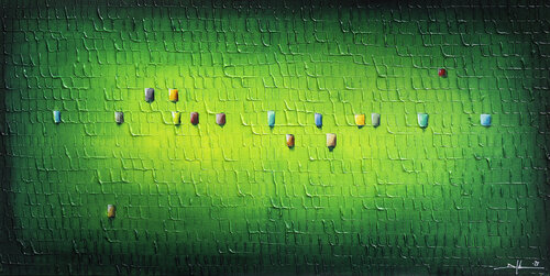PIXELS / 2025 / green / 120x60 / ZA3WD von Danny Frede, Malerei kaufen auf Singulart