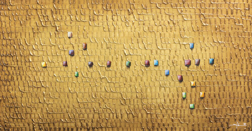 PIXELS / 2025 / gold / 120x60 / W7MB9 by Danny Frede, Painting for Sale on Singulart