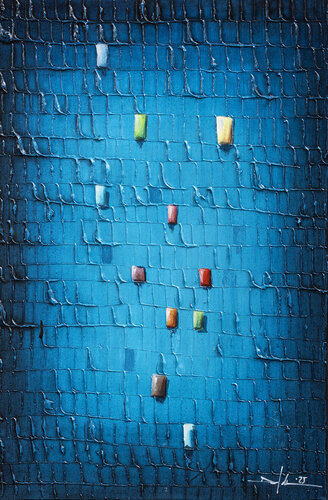 PIXELS / 2025 / blue / 40x60 / ZA3WD de Danny Frede, Pintura a la venta en Singulart