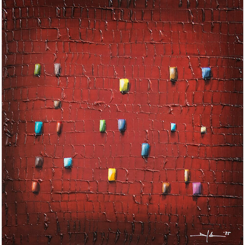 PIXELS / 2025 / red / 40x60 / HLQN2 van Danny Frede, Schilderij te koop op Singulart