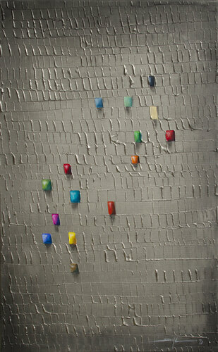 Serial Rectangles / 2020 / silvergrey / 50x80 di Danny Frede, Pittura in vendita su Singulart