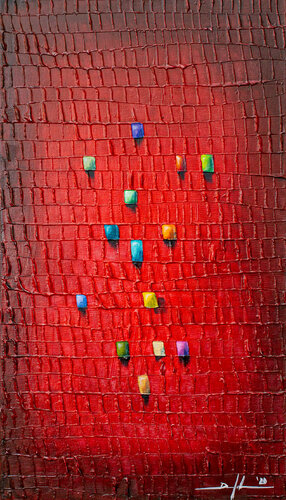 Analog Pixels / 2020 / red / 40 x 70 di Danny Frede, Pittura in vendita su Singulart