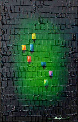 Analog Pixels / 2020 / green / 35 x 55 cm di Danny Frede, Pittura in vendita su Singulart