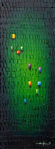 Analog Pixels / 2020 / green / 30 x 80 cm / 45G4F by Danny Frede, Painting for Sale on Singulart
