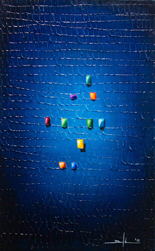Analog Pixels / Serial Rectangles / 2020 / blue / 50 x 80 cm di Danny Frede, Pittura in vendita su Singulart