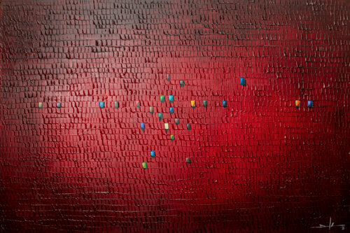 Analog Pixels / Serial Rectangles / 2020 / red / 180x120 di Danny Frede, Pittura in vendita su Singulart