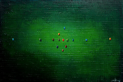 Analog Pixels / Serial Rectangles / 2020 / green / 180x120 by Danny Frede, Painting for Sale on Singulart