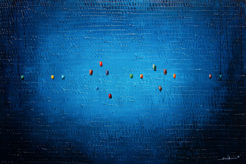 Analog Pixels / Serial Rectangles / 2020 / blue / 180x110 di Danny Frede, Pittura in vendita su Singulart