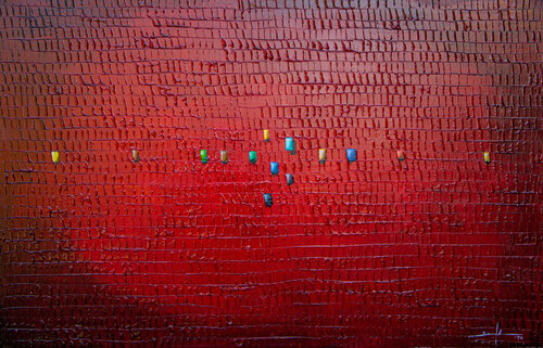 Analog Pixels / Serial Rectangles / 2020 / red / 140x90 di Danny Frede, Pittura in vendita su Singulart