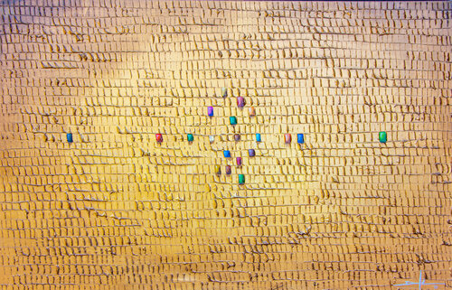 Analog Pixels / Serial Rectangles / 2020 / gold / 140x90 by Danny Frede, Painting for Sale on Singulart