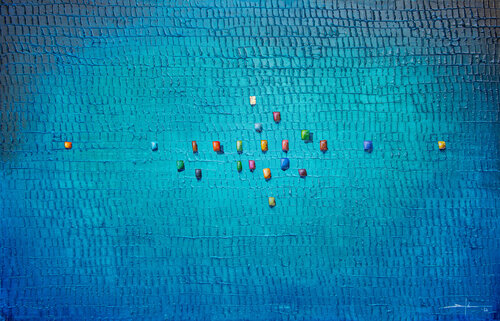 Analog Pixels / Serial Rectangles / 2020 / tuerkis / 140x90 by Danny Frede, Painting for Sale on Singulart