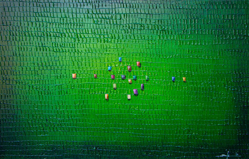 Analog Pixels / Serial Rectangles / 2020 / green / 140x90 di Danny Frede, Pittura in vendita su Singulart