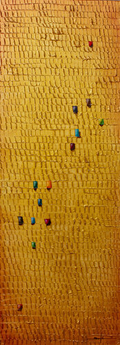 Analog Pixels / Serial Rectangles / 2020 / gold / 50x140 di Danny Frede, Pittura in vendita su Singulart
