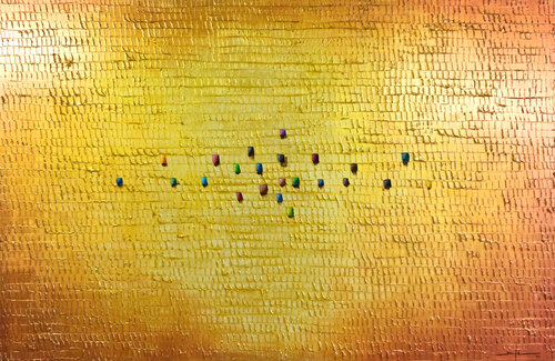 Analog Pixels / Serial Rectangles / 2020 / gold / 180x120 by Danny Frede, Painting for Sale on Singulart