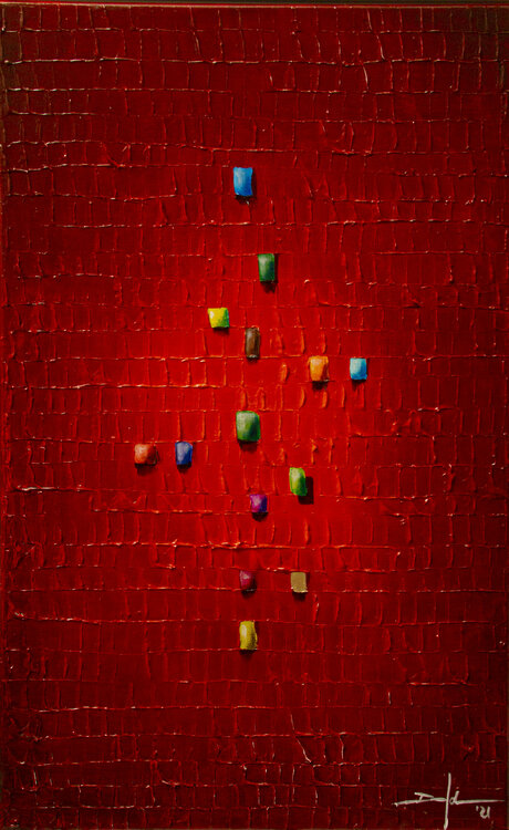 Analog Pixels / Serial Rectangles / 2021 / red / 50x80 Danny Frede