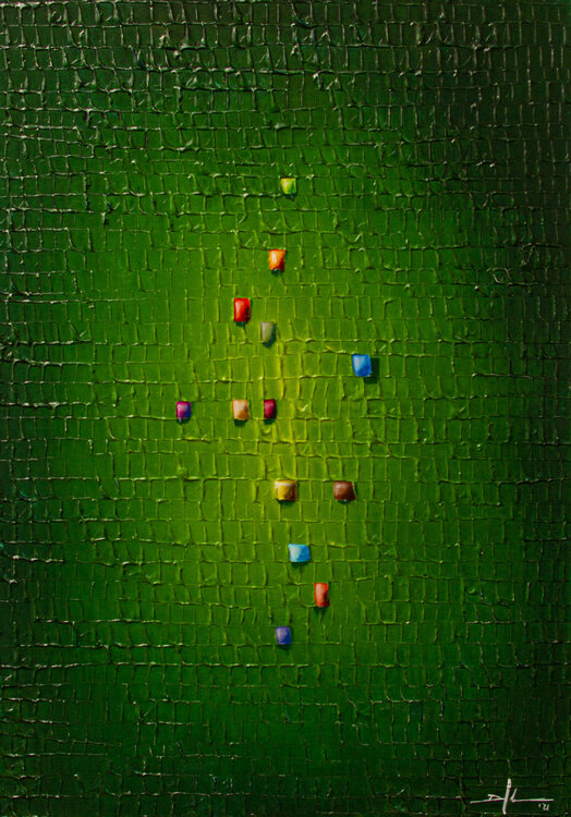 Analog Pixels / Serial Rectangles / 2021 / green / 70x100 Danny Frede