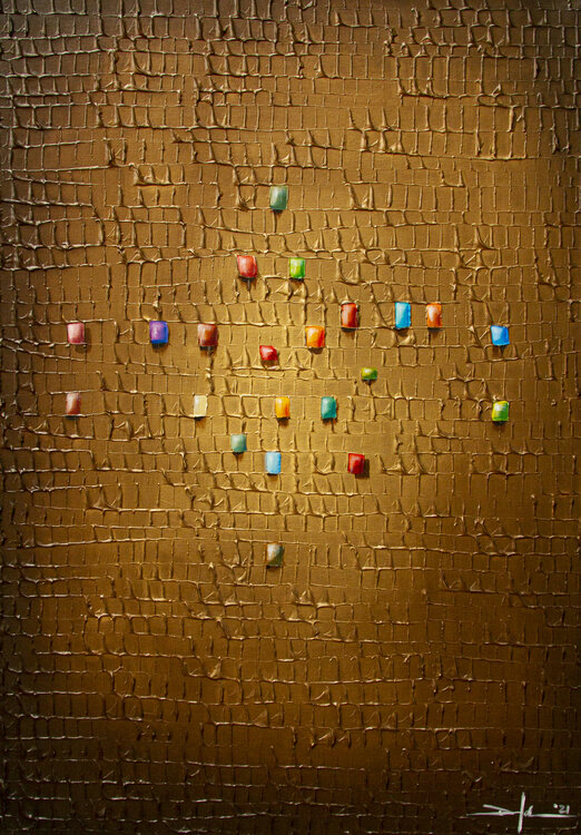 Analog Pixels / Serial Rectangles / 2021 / bronze sienna / 70x100 Danny Frede