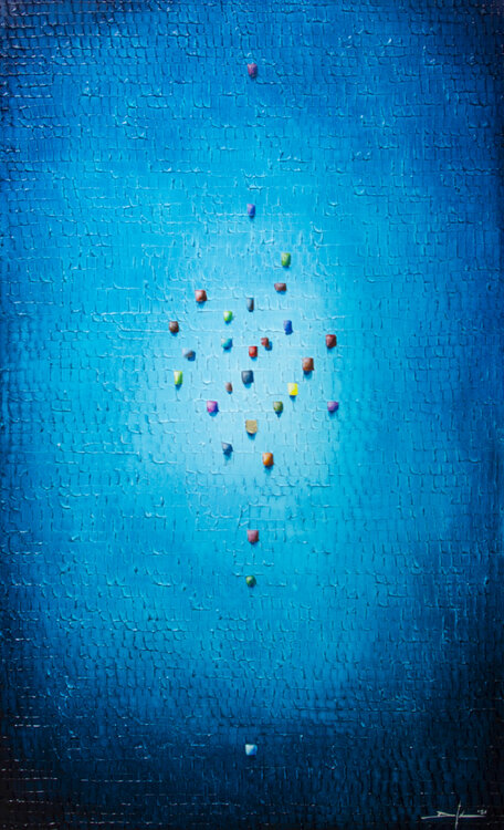 Analog Pixels / Serial Rectangles / 2021 / tuerkis / 110x180 / 8IKLY Danny Frede