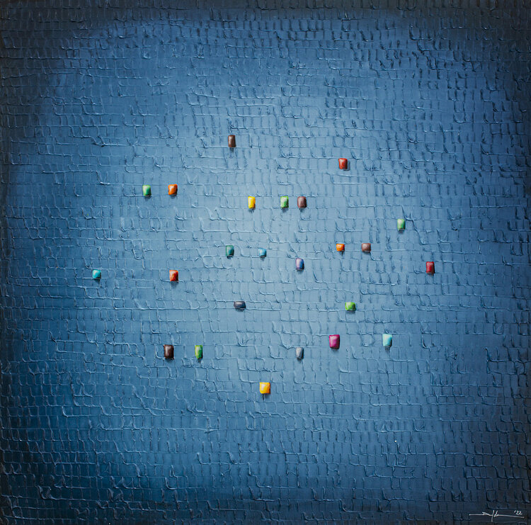 Analog Pixels / Serial Rectangles / 2022 / steelblue / 120x120 / 8JAS4 Danny Frede