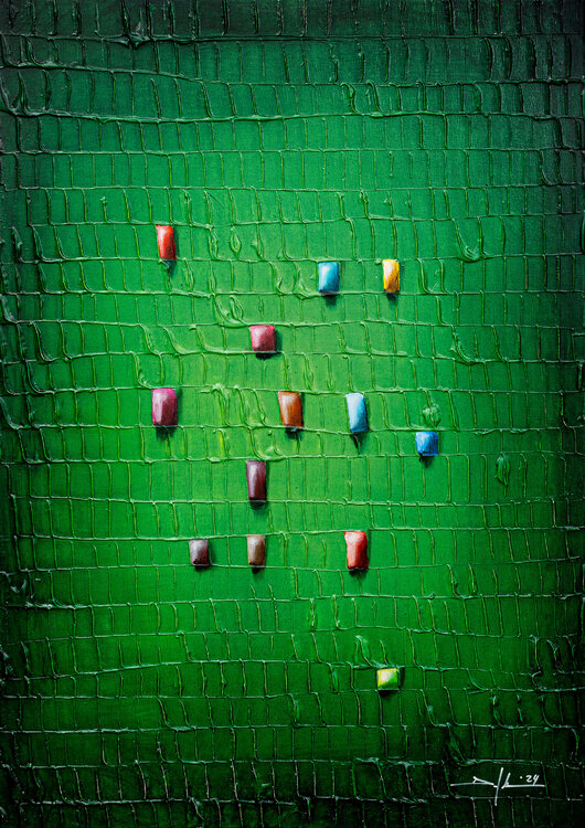 Serial Analog Pixels / 50x70 / green / 2024 / Z3Z94 Danny Frede