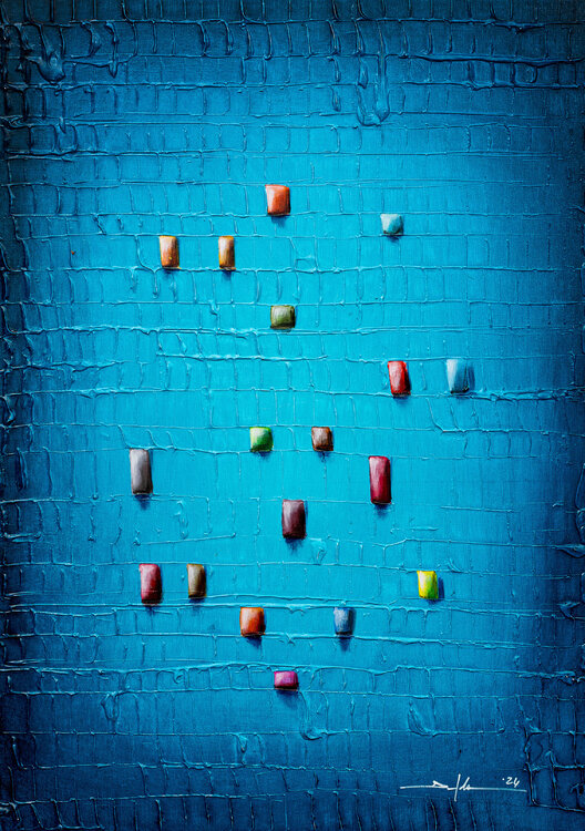 Serial Analog Pixels  / 2024/ blue / 50x70 / 87LOQ Danny Frede
