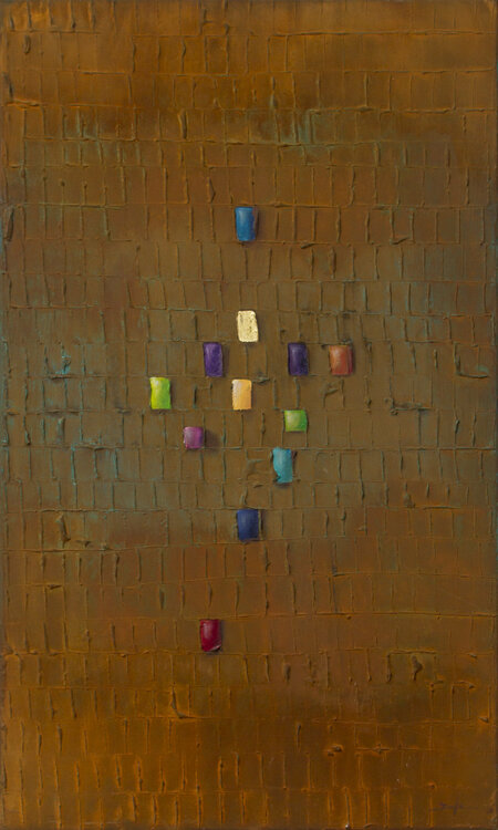 Serial Rectangles / 2017 / gold & rust / 60x100 / 17KLA Danny Frede